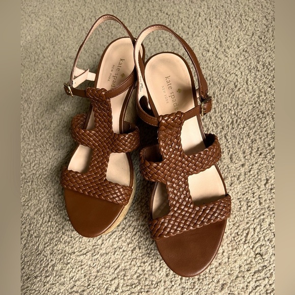kate spade Shoes - Kate Spade Tiana Wedge Sandals Sz 9 Woven Strap Lightweight Cork-Wrap Pkatform
